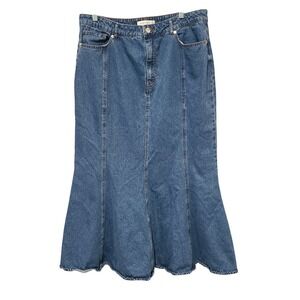JustFab Womens High Waisted Jean Skirt Medium Wash Blue Size 34 Cotton
